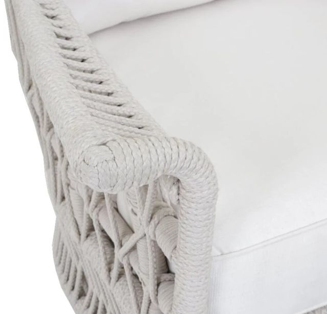 Sunset West Dana Natural Linen Aluminum/Olefin Rope Outdoor Wing Chair with Linen Canvas Cushion-1