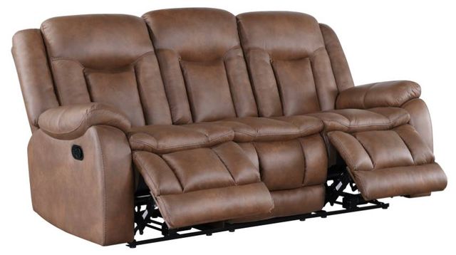 New Classic® Home Furnishings Morello Brown Dual Manual Reclining Sofa-4