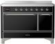 Ilve® Majestic III 48" Glossy Black Pro Style Induction Range with Solid Door and Chrome Trim-0