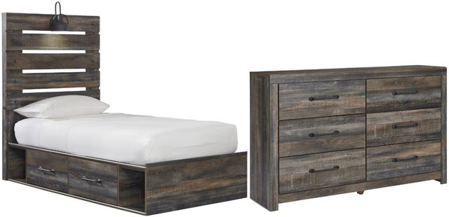 Signature Design by Ashley® Drystan 2-Piece Brown Rustic Twin Youth Storage Bed Set-0