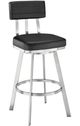 Armen Living Benjamin Black/Brushed Stainless Steel Counter Stool-0