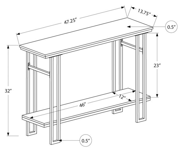 Monarch Specialties Inc. Grey 48"L Black Metal Hall Console Table-3