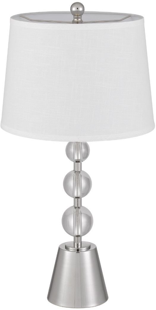 Cal® Lighting & Accessories Stacked Orb 2-Piece Brushed Steel/Crystal Table Lamp Set-2