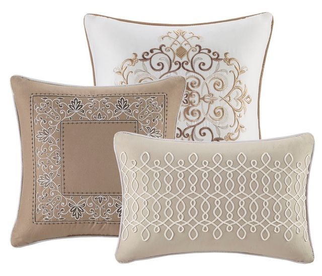 Olliix by Madison Park Mariella 7 Piece Ivory Queen Jacquard Comforter Set-2