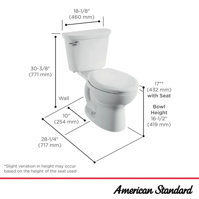 American Standard Cadet® White PRO Two-Piece Chair Height Elongated 10" Rough Toilet Less Seat-2