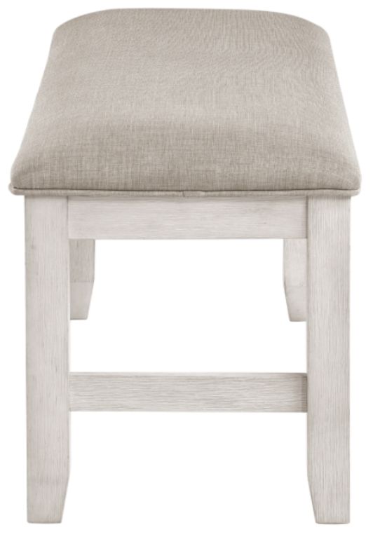 Homelegance® Savile Brushed Antique White/Light Gray Bench-3