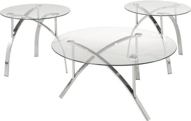 Brassex Inc. 3-Piece Silver Round Coffee Table Set-0