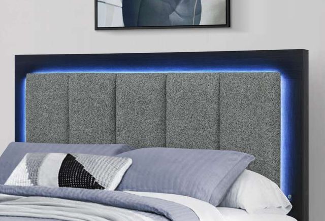 Global Furniture USA Emma Black/Gray Full Panel Bed with LED and USB-2
