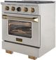 Kucht Professional KX Series 30" Stainless Steel Pro Style Dual Fuel Range with Gold Accents and Kucht Horus Thermostat-4