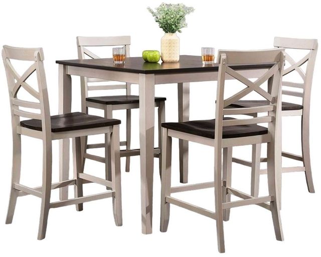 Urban Styles Furniture Reno 5-Piece Dark Walnut/Ivory Counter Height Table and Chair Set-0