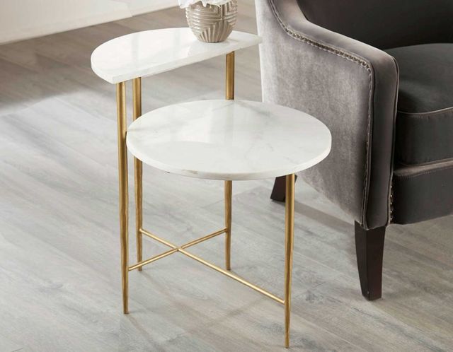 Steve Silver Co. Patna White Side Table with Brass Base-1