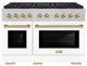 ZLINE Autograph Edition Paramount 48" 6.7 Cu. Ft. Satin Stainless Steel Dual Fuel Range with 8 Burner DuoPro™ Cooktop and Dual Ovens with White Matte Doors and Polished Gold Accents-0