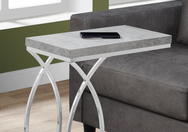 Monarch Specialties Inc. Grey Cement Top with Chrome Metal Base Accent Table-2