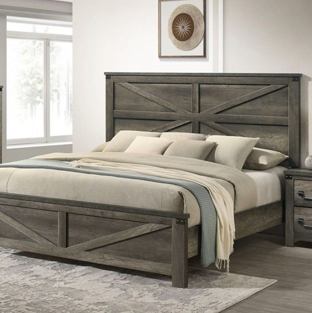 Furniture of America® Britonale 4-Piece Rustic Gray Queen Bedroom Set-1
