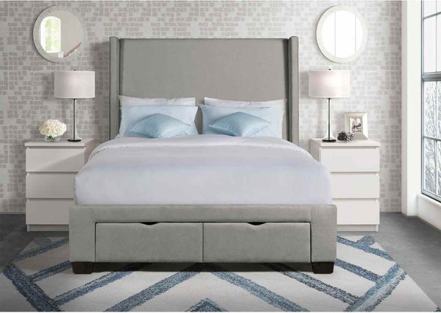 Elements International Magnolia Grey Queen Upholstered Storage Bed-2