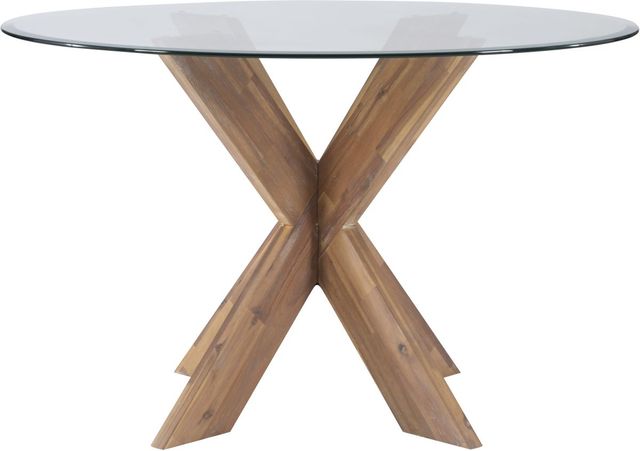 Powell® Adler Glass Top X-Base Dining Table with Natural Base-1