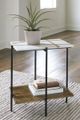 Signature Design by Ashley® Braxmore White Marble Top Accent Table with Light Brown Shelve and Black Stand-4