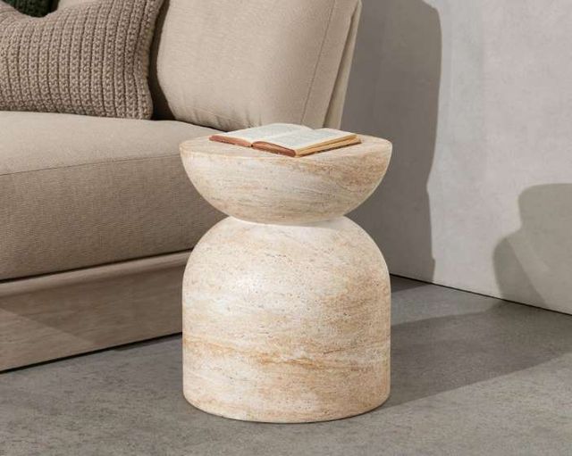 Classic Home Ridgewood Beige Concrete/Fiber Glass Outdoor Stool-1