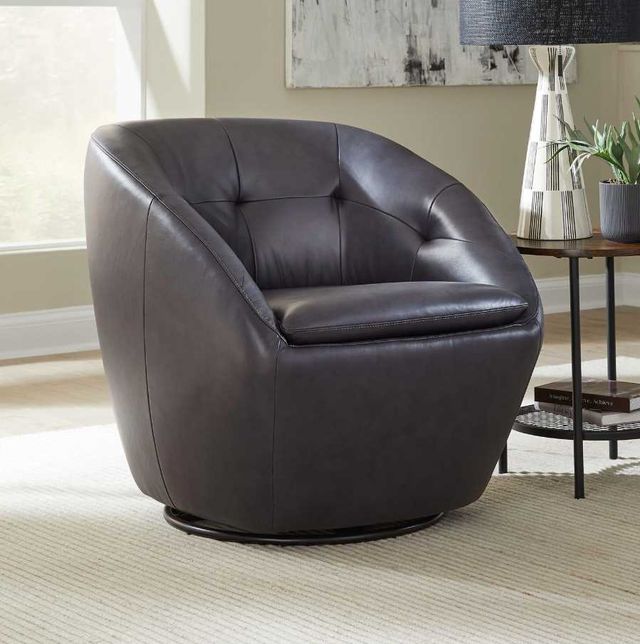 Liberty Furniture Dawson Carmel Slate Leather Swivel Accent Chair-1
