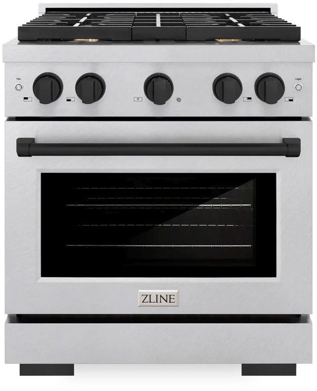 ZLINE Autograph Edition Paramount 30" Satin Stainless Steel Pro Style Dual Fuel Range with Matte Black Accents-0