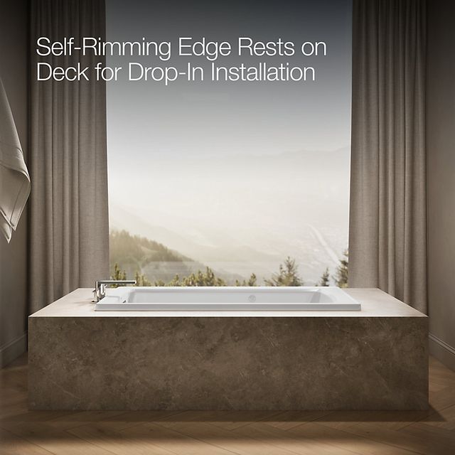 KOHLER® Archer® White 60" x 32" Drop-In Whirlpool Bath with Bask® Heated Surface-3