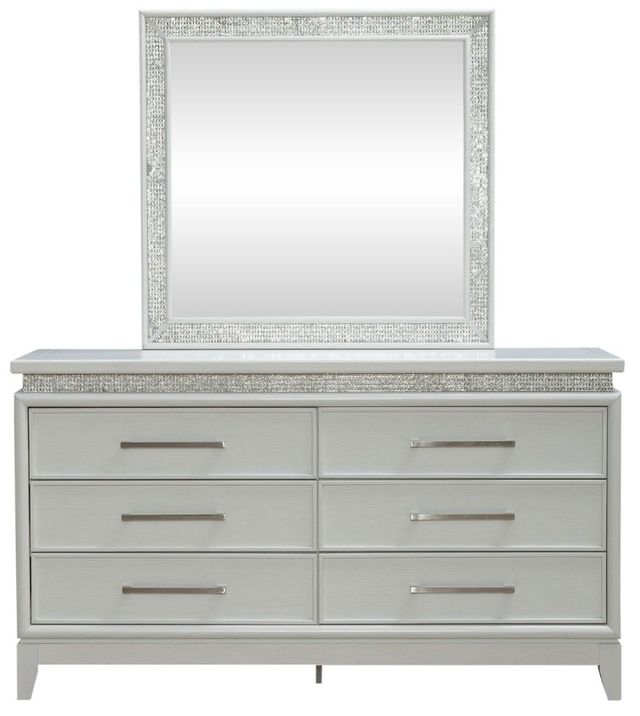 Liberty Furniture Reflections Pearl White/Rhinestone Dresser and Mirror-2