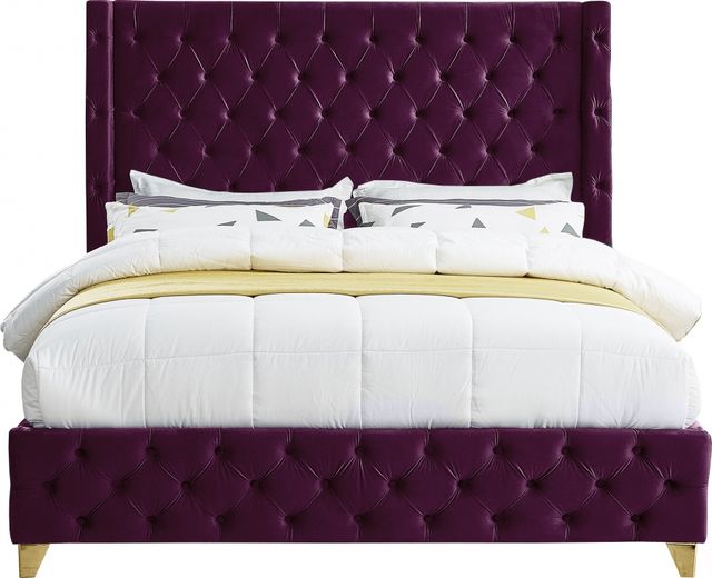 Meridian Furniture Savan Purple King Upholstered Panel Bed-1