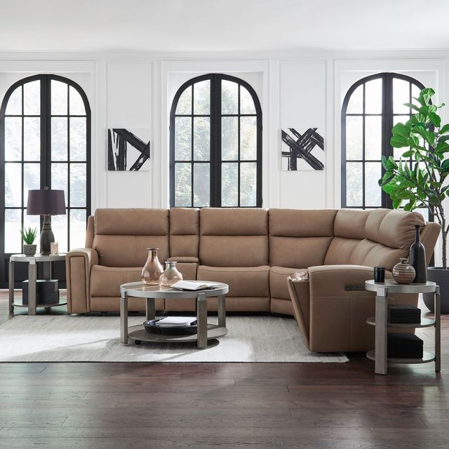 Liberty Furniture Camden 6-Piece Aline Toast Leather Leather Power Reclining Curved Sectional-2