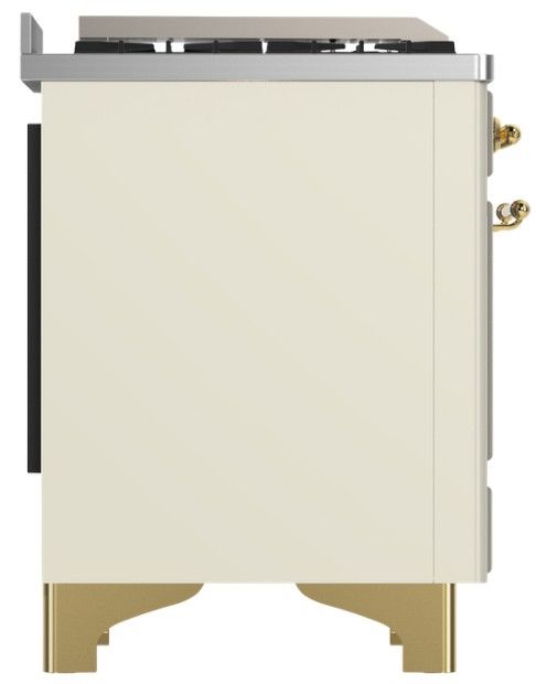 Ilve® Majestic III 48" Antiqued White Pro Style Dual Fuel Natural Gas Range with Triple Glass Door and Brass Trim-3