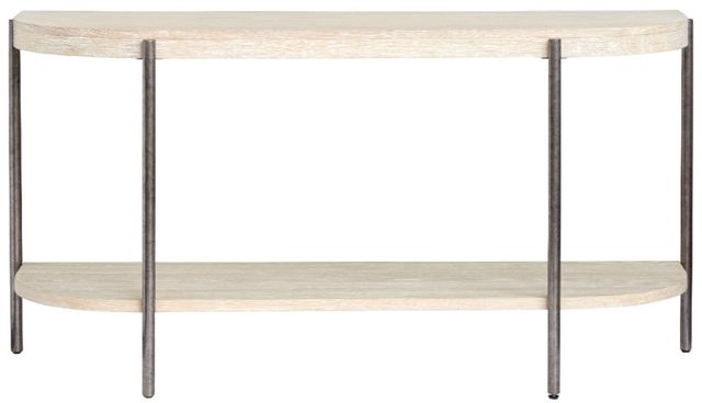 Magnussen Home® Jennings Edgecomb Gray Demilune Sofa Table with Weathered Antique Nickel Base-1