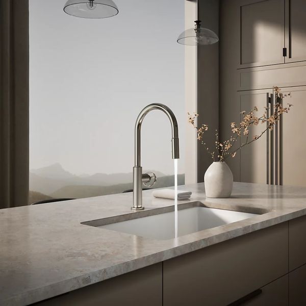 KOHLER® Billet® Vibrant Polished Nickel Touchless Kitchen Sink Faucet with 2-Function Sprayhead and Single Round-Handle-2