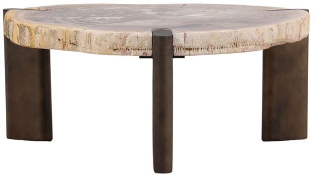 Dovetail Furniture Sampson Light Natural 30" Coffee Table with Bronze Base-1
