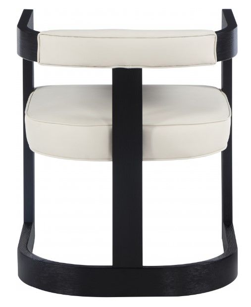 Meridian Furniture Manchester Cream/Black Vegan Leather Dining Arm Chair-3
