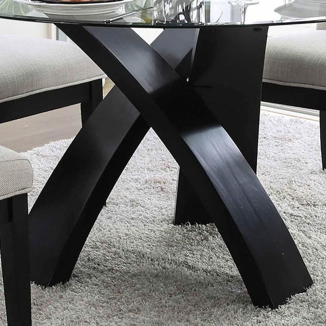 Furniture of America® Jasmin Glass Top Round Dining Table with Black Base-3