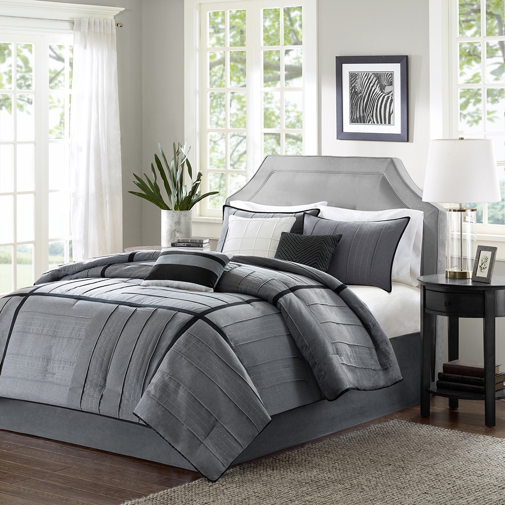 Madison 2024 Park 7 Piece Comforter Set in Queen, Gray