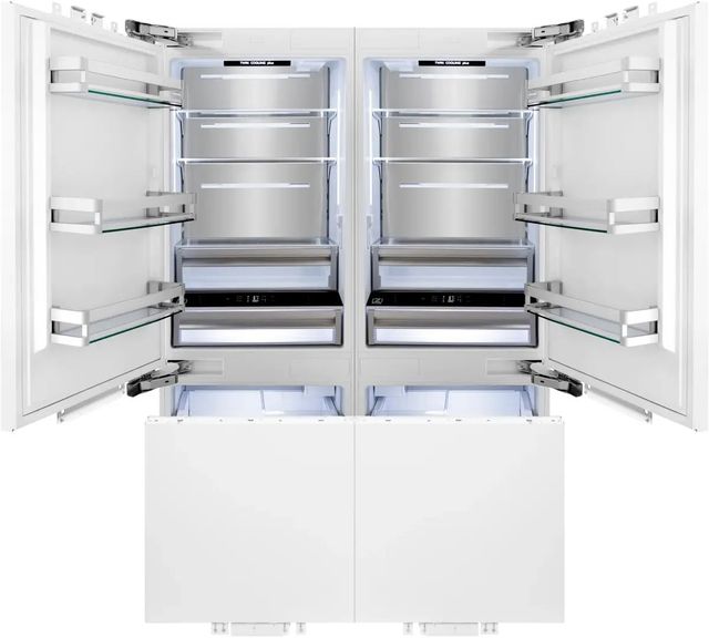 ZLINE Autograph Edition 60" 32.2 Cu. Ft. Panel Ready Built In Counter Depth French Door Refrigerator with Champagne Bronze Accents-2