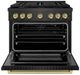 ZLINE Autograph Edition Paramount 36" Black Satin Stainless Steel/Champagne Bronze Gas Range with 6 Burner Cooktop and Convection Gas Oven-1