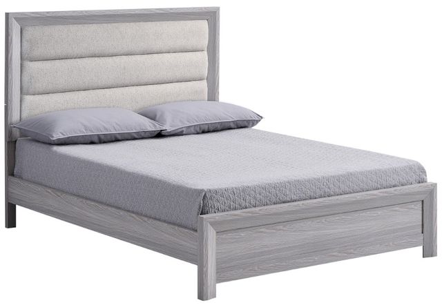 Crown Mark Adelaide Beige/Driftwood King Upholstered Panel Bed-0