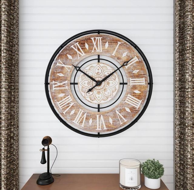 Deco Marche Brown Metal Wall Clock-3