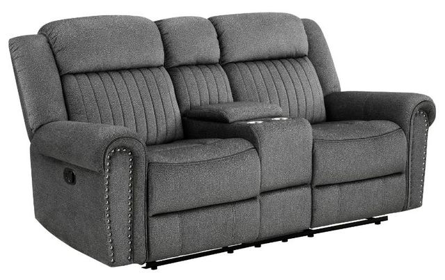 Homelegance® Brennen Charcoal Double Reclining Loveseat-0