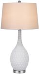 Cal® Lighting & Accessories Gourd Style 2-Piece Brushed Steel/Sculpture White Table Lamp Set-1