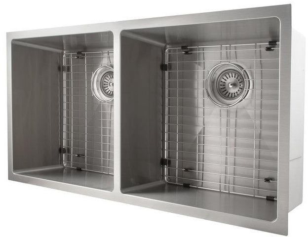ZLINE Anton 36" Stainless Steel Undermount Double Bowl Kitchen Sink with Bottom Grid-3