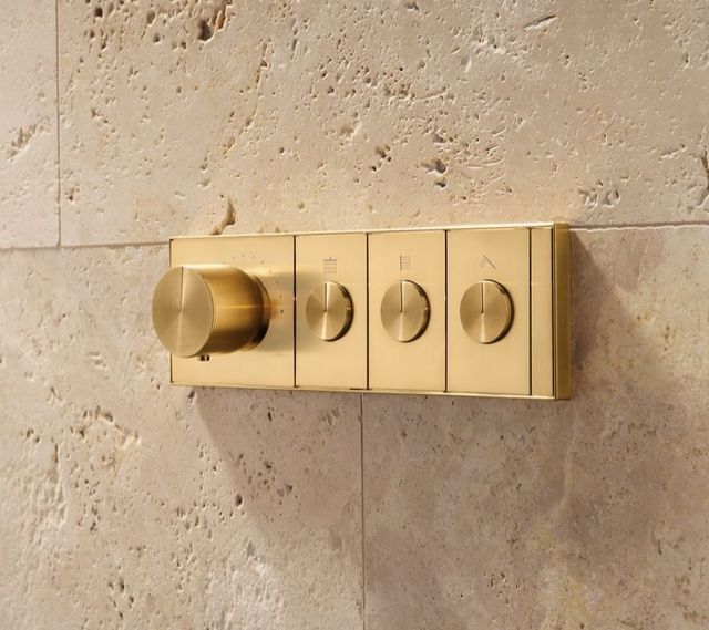 KOHLER® Anthem® Vibrant Brushed Moderne Brass 3-Outlet Recessed Mechanical Thermostatic Valve Control-3
