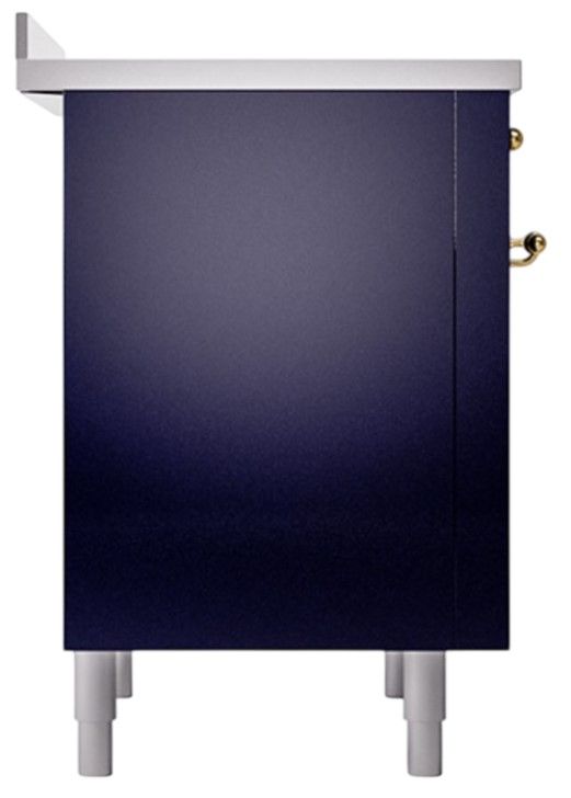 Ilve® Nostalgie II Noblesse 36'' Midnight Blue Pro Style Induction Range with Brass Trim-2
