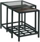 Hammary® Mackintosh 2-Piece Brown/Glass Top Nesting End Table Set with Black Base-0