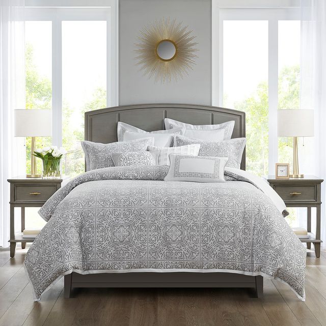 Olliix by Madison Park Signature Windham Grey Queen Jacquard Comforter Set-1