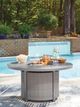 Signature Design by Ashley® Dillon Beach Gray Aluminum/Wicker Outdoor Round Fire Pit Table-1