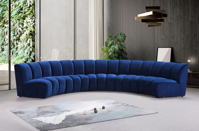 Meridian Furniture Infinity 5-Piece Navy Velvet Modular Sectional-1