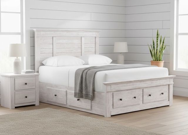 Signature Design by Ashley® Fenderport Whitewash Queen Storage Pane Bed-1