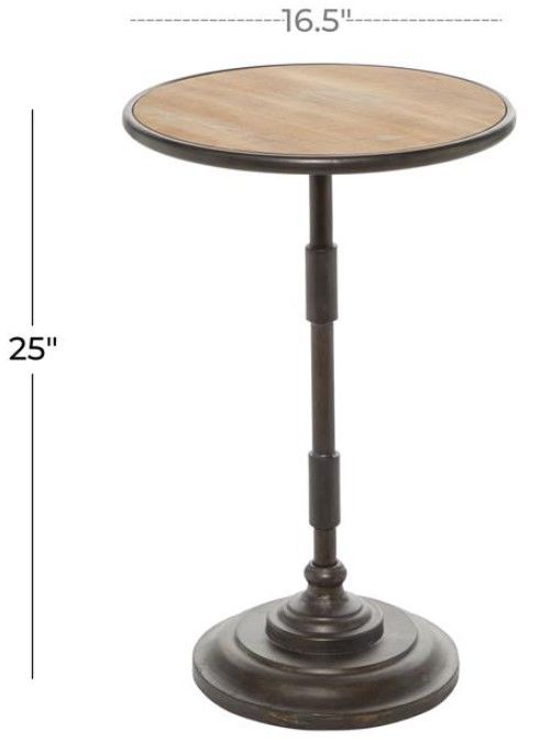 Deco Marche Brown Side Table with Bronze Base-1
